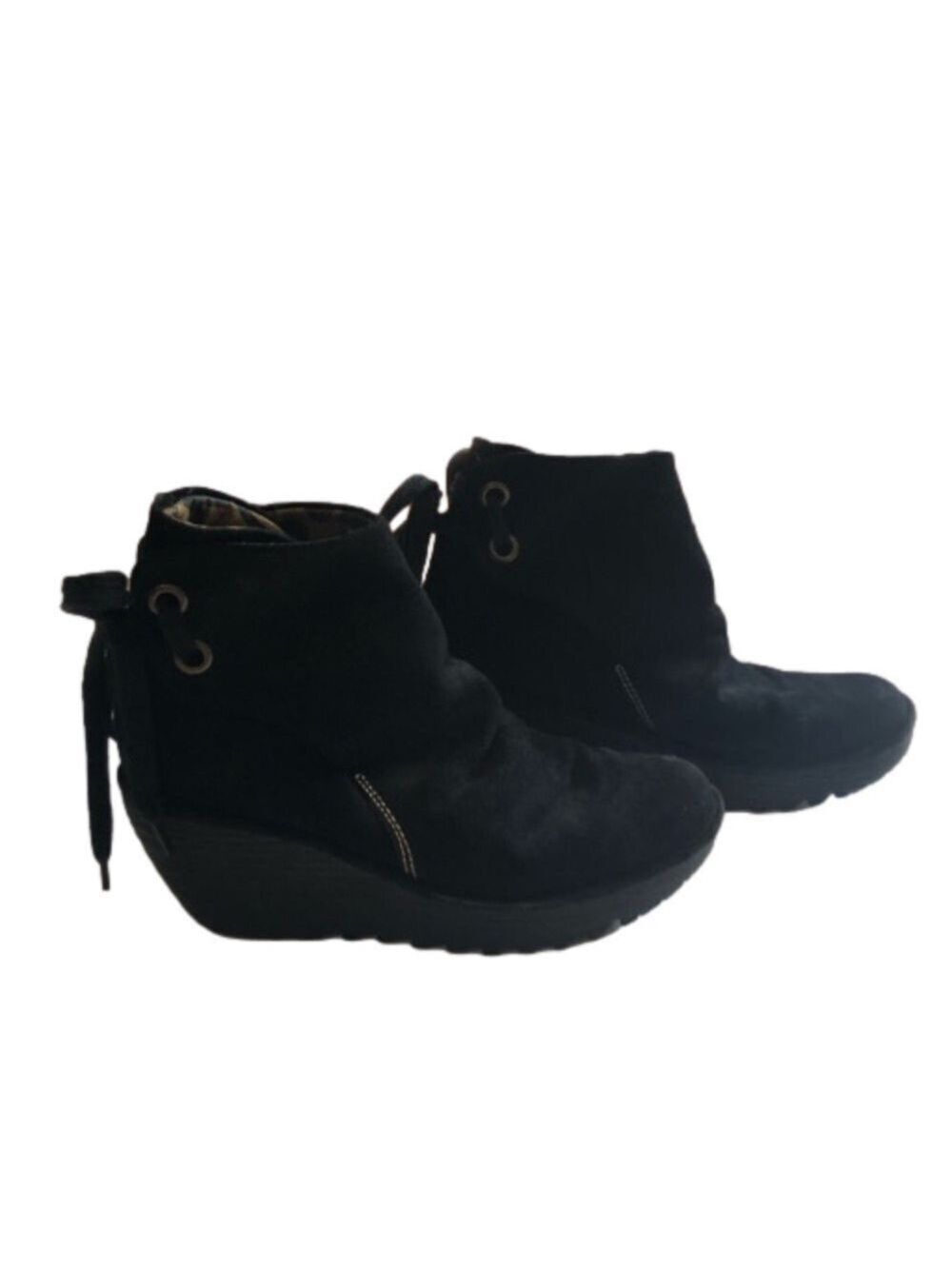 Fly London Size 40(9) Yama wedge heel ankle bootie. Black suede gripper tread - Picture 2 of 13